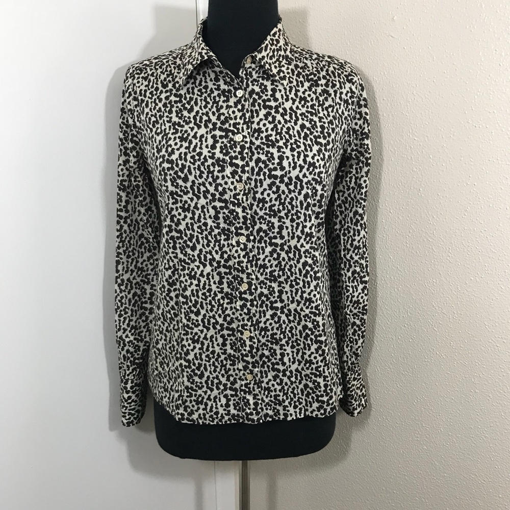 J. Crew Animal Print Button Down Blouse. Size 4.